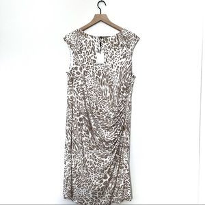 Calvin Klein Mocha Cheetah/Animal Print Midi Dress